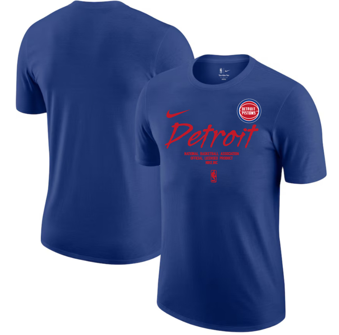 Men 2025 NBA Detroit Pistons Blue Nike T shirts style 3->nba t-shirts->Sports Accessory